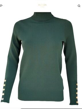 Aleeza Paris Turtleneck Top with Gold Buttons